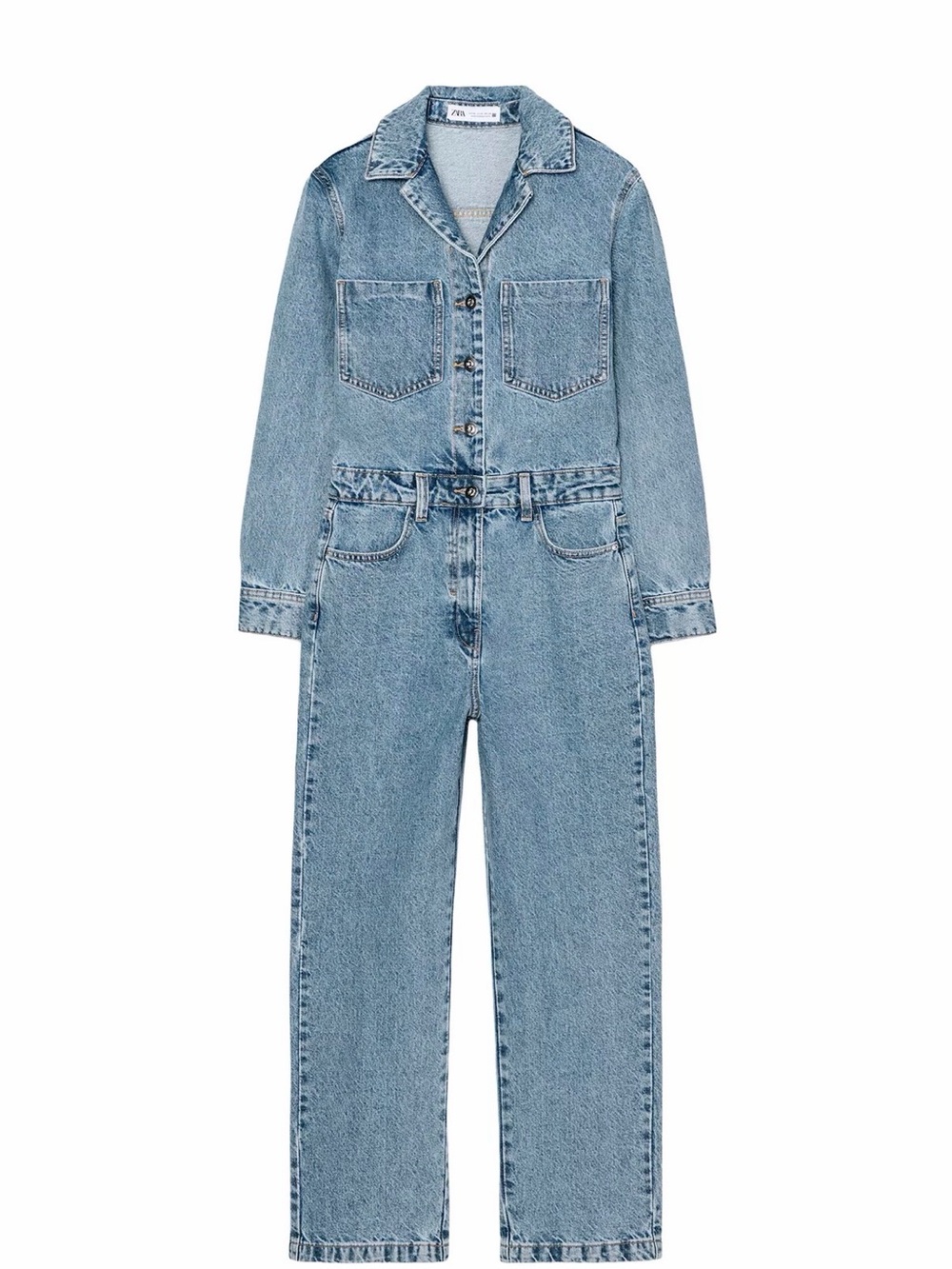 Zara Women’s Blue Denim Jumpsuit Jeans - Classic Washed Blue - Picture 3 of 4